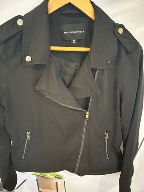 Who What Wear Black Asymmetrical Zip Jacket
